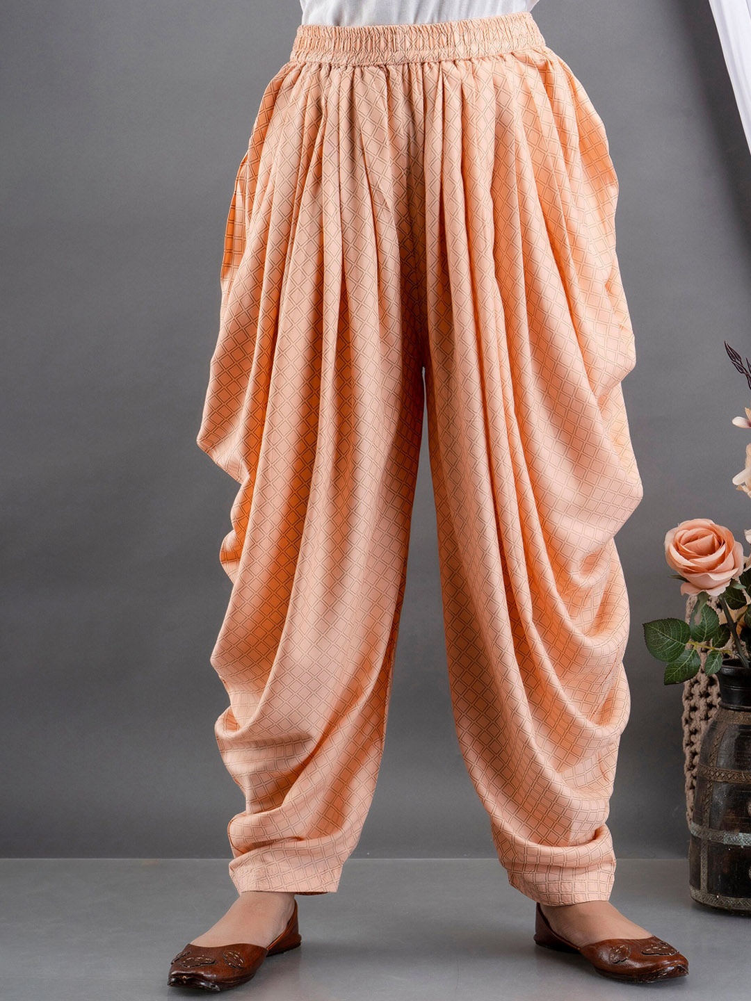 

fabGLOBAL Women Printed Dhoti Pant, Peach