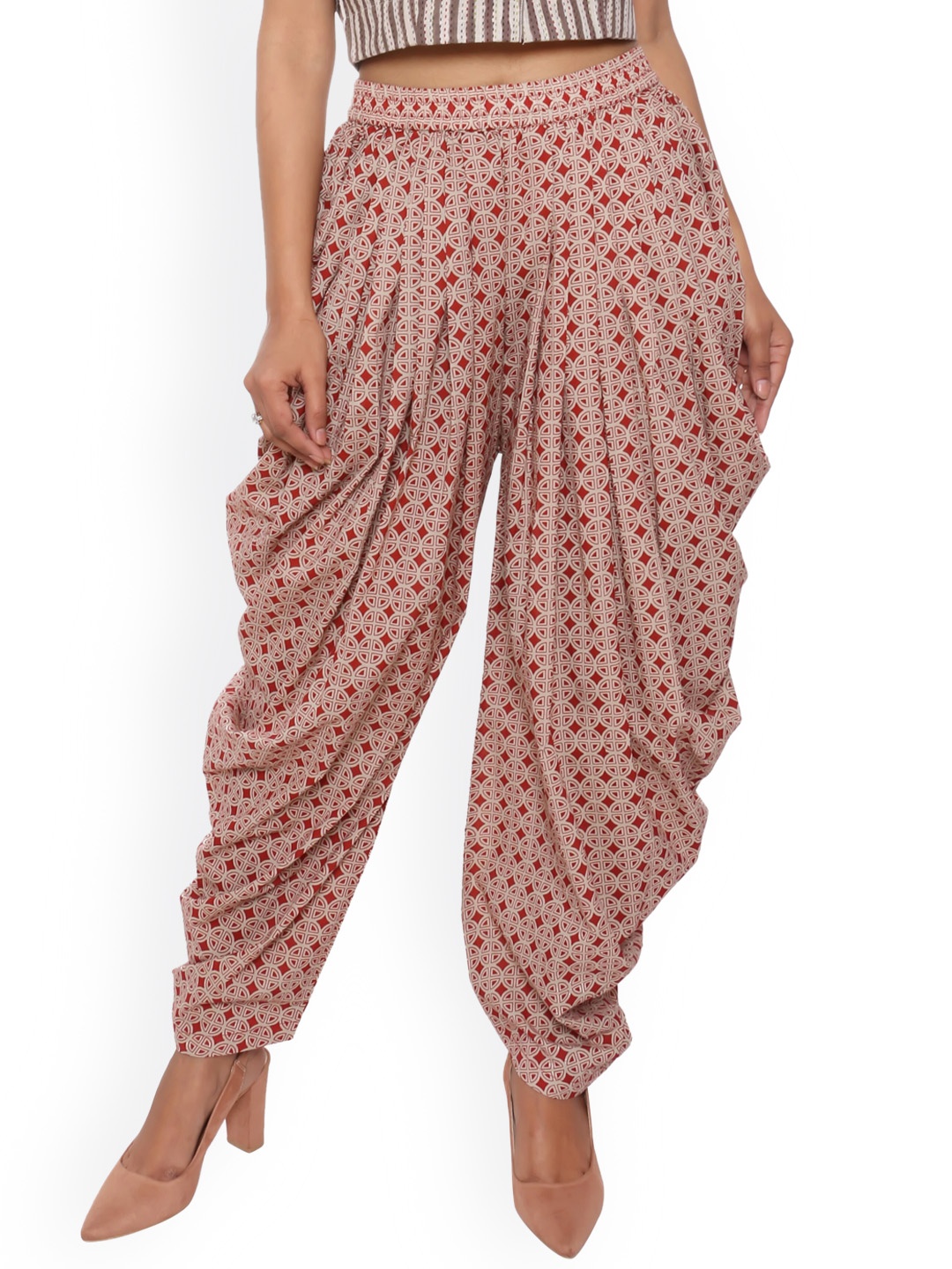 

fabGLOBAL Women Printed Cotton Dhoti Pant, Cream