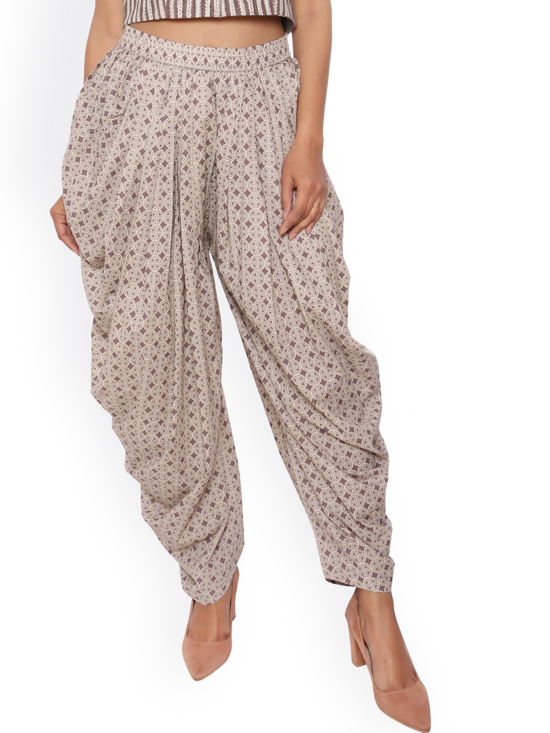

fabGLOBAL Women Printed Cotton Dhoti Pant, Grey