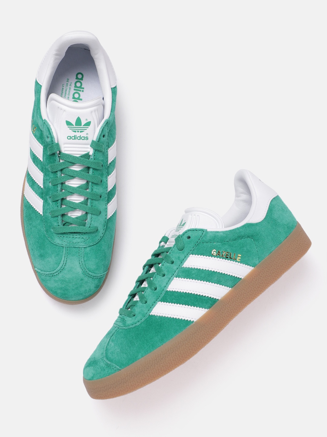 

ADIDAS Originals Men Striped Detail Suede Gazelle Sneakers, Green