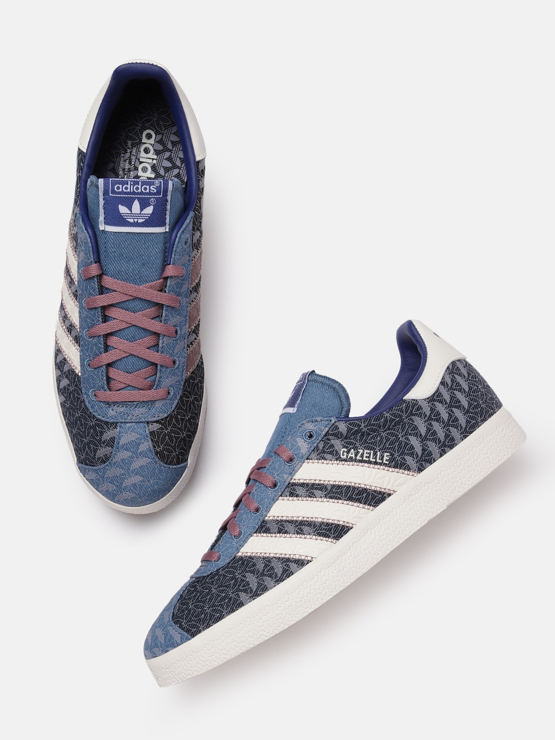 

ADIDAS Originals Men Brand Logo Printed Gazelle Suede Sneakers, Blue