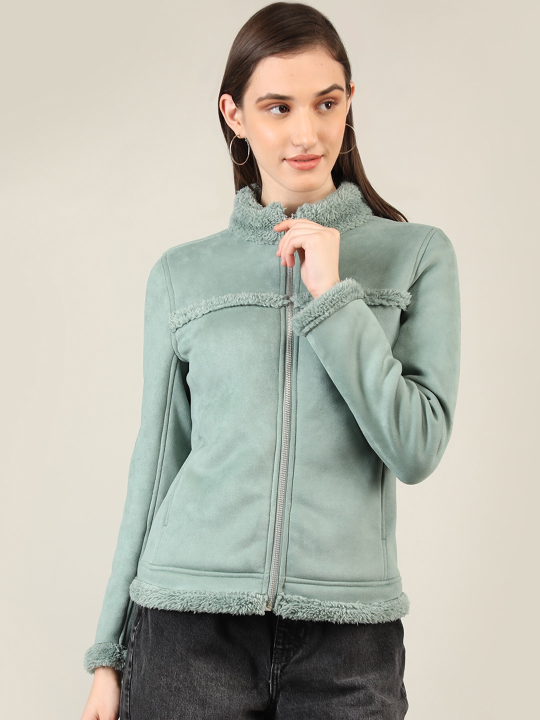 

LURE URBAN Women Green Bomber Jacket