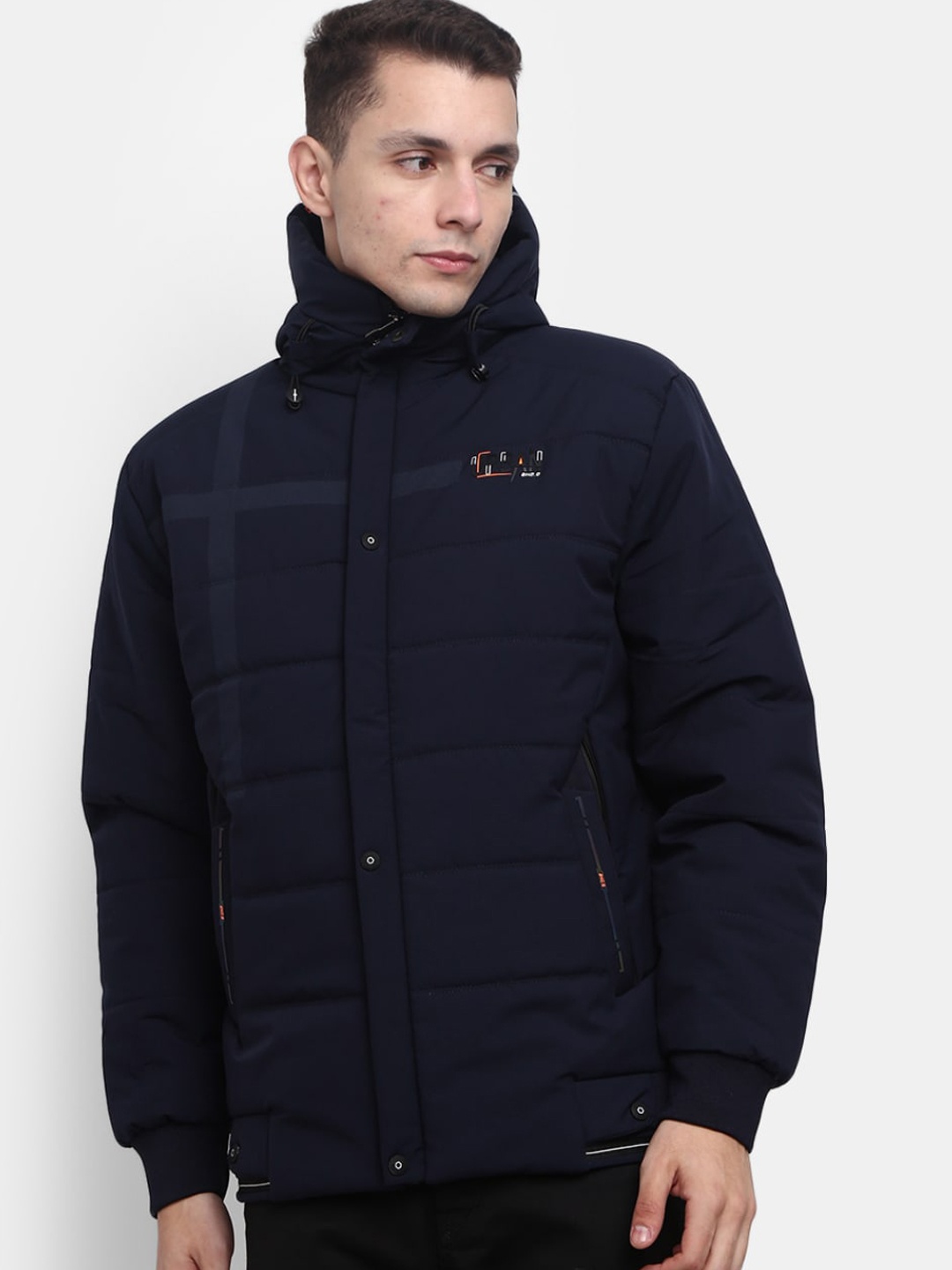 

V-Mart Men Navy Blue Lightweight Longline Padded Jacket