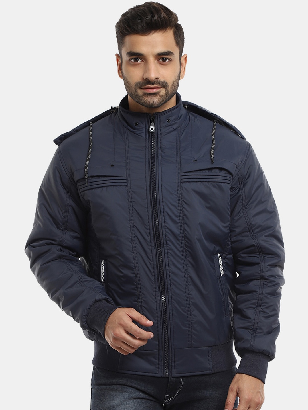 

V-Mart Men Navy Blue Lightweight Bomber Jacket