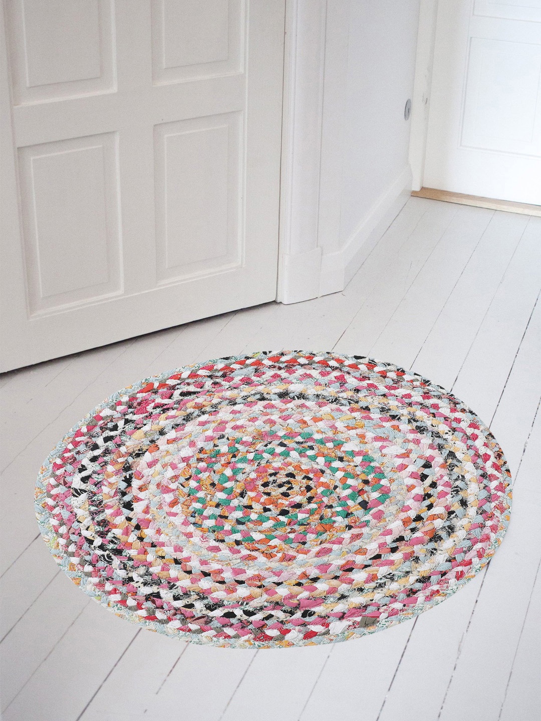 

Oxolloxo White & Green Textured Cotton Floor Mats