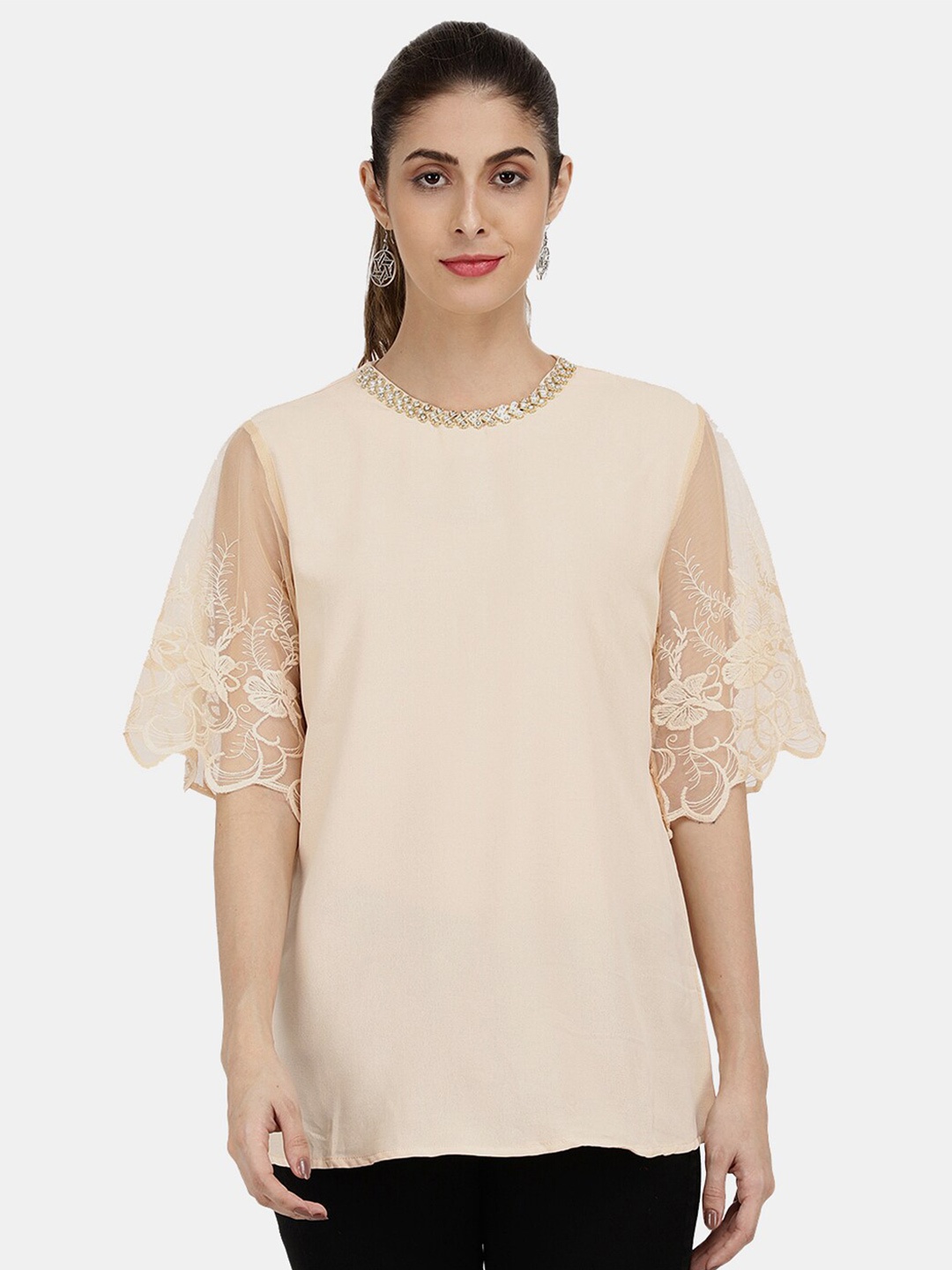 

V-Mart Cream-Coloured Pure Cotton Top