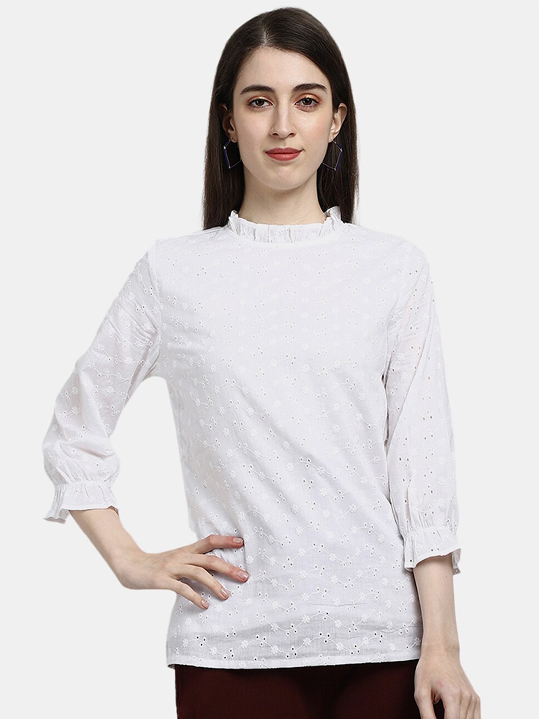 

V-Mart White Pure Cotton Top