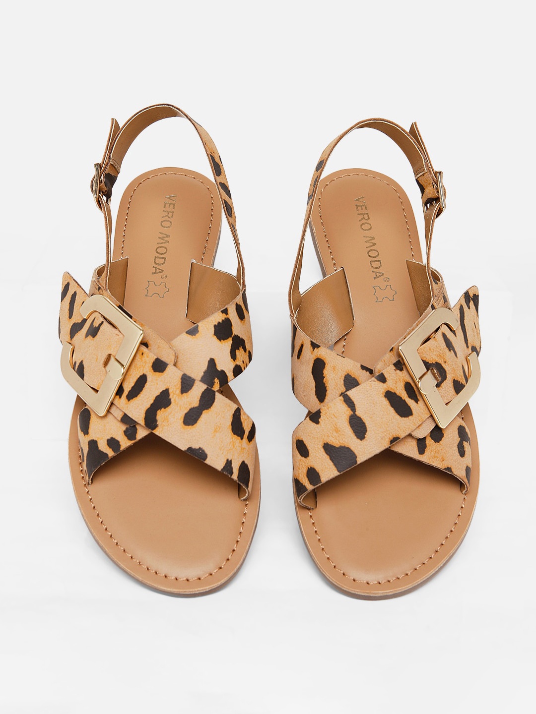 

Vero Moda Women Printed Open Toe Flats, Brown
