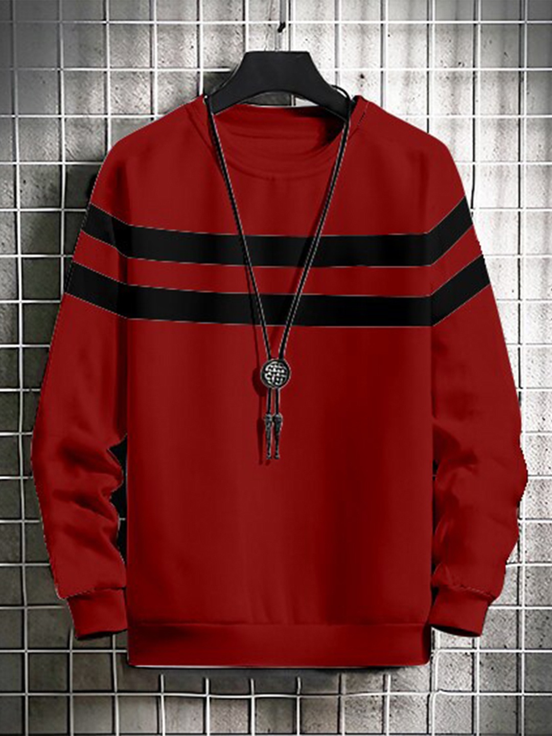 

GESPO Men Maroon Checked Sweatshirt