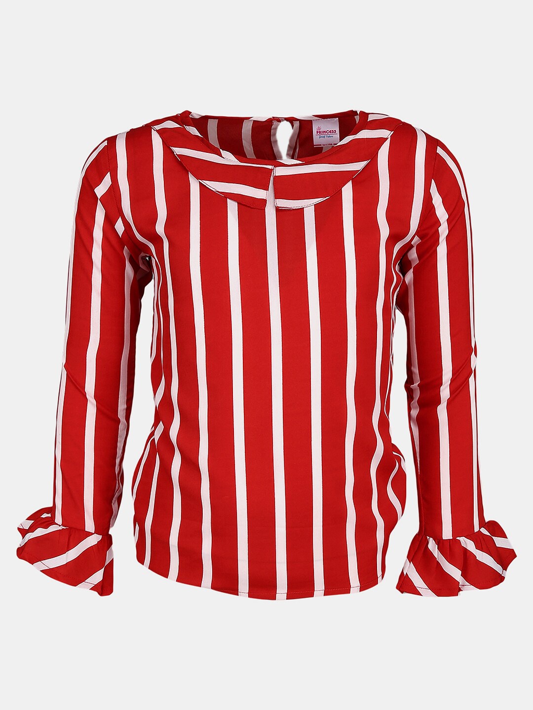 

V-Mart Red & White Striped Chiffon Top
