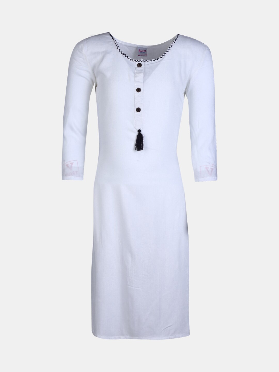 

V-Mart White Solid Chiffon Longline Top