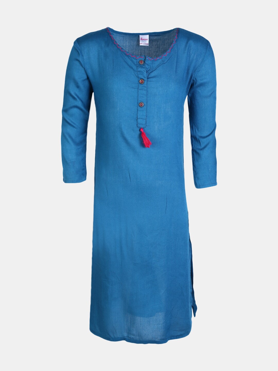 

V-Mart Teal Blue Solid Chiffon Longline Top