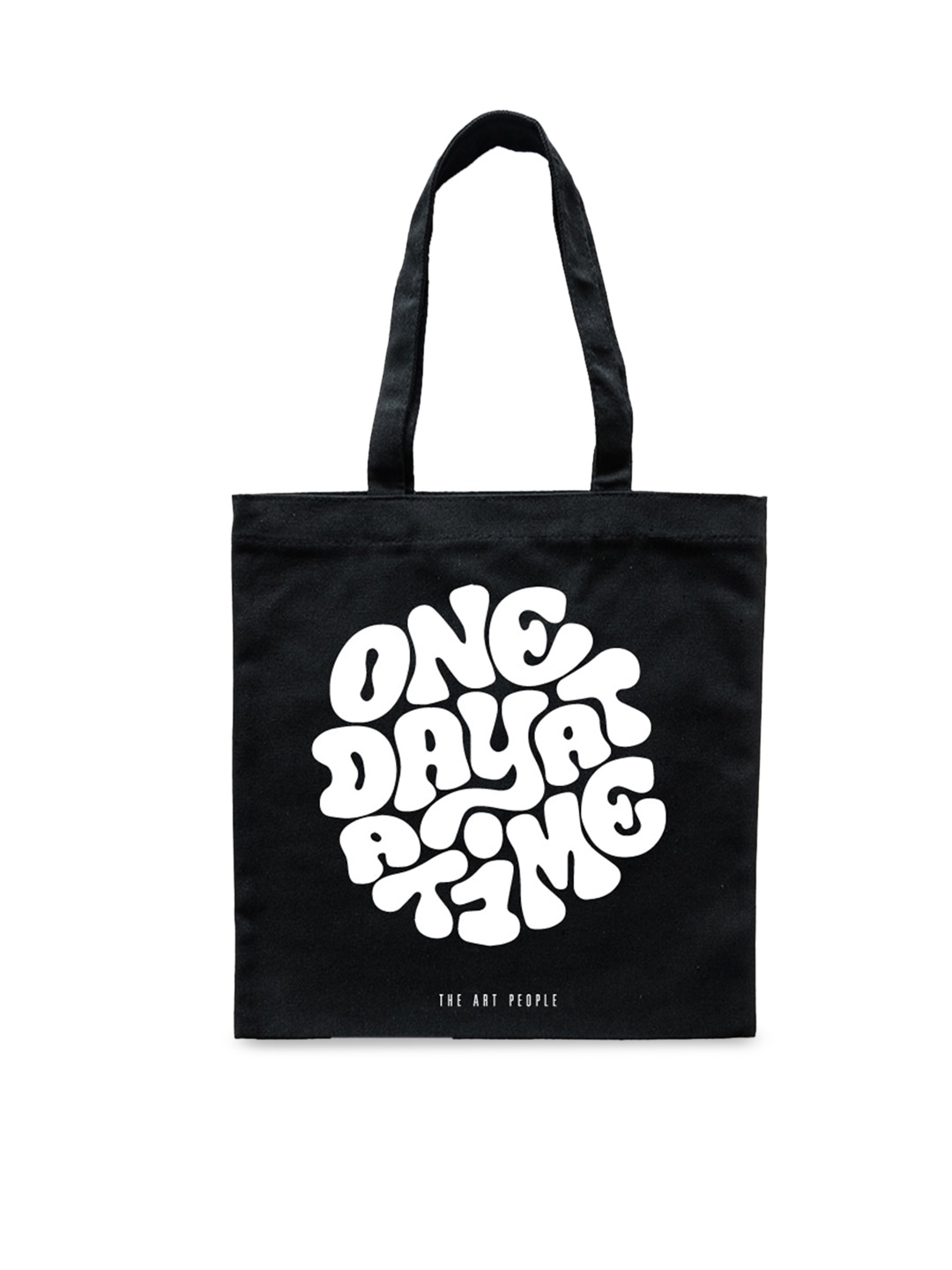 

The Art People Black Printed Shopper Tote Bag with Applique