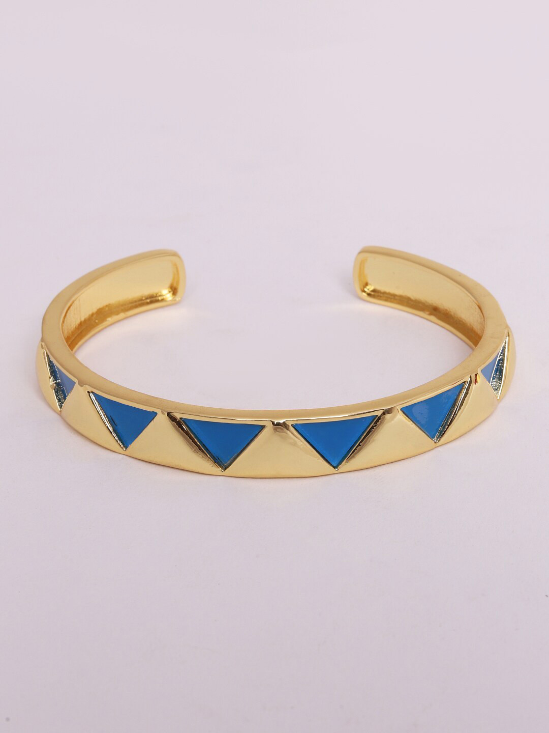 

Ikram Women Gold-Toned & Blue Brass Cubic Zirconia Gold-Plated Cuff Bracelet