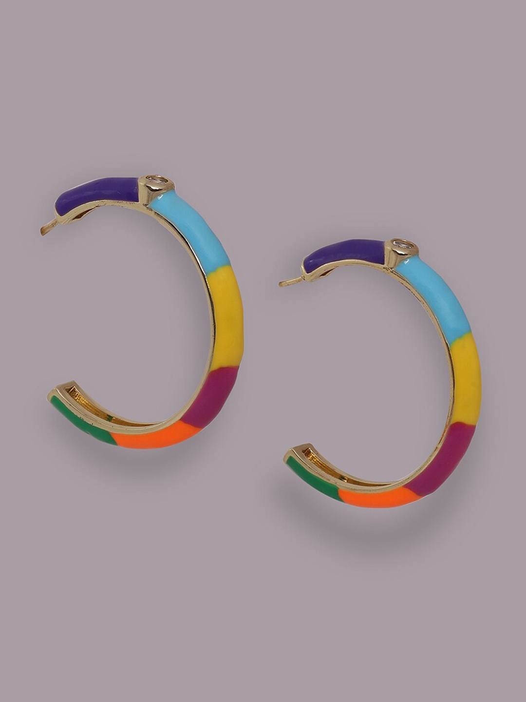 

Ikram Multicoloured Contemporary Half Hoop Earrings, Multi
