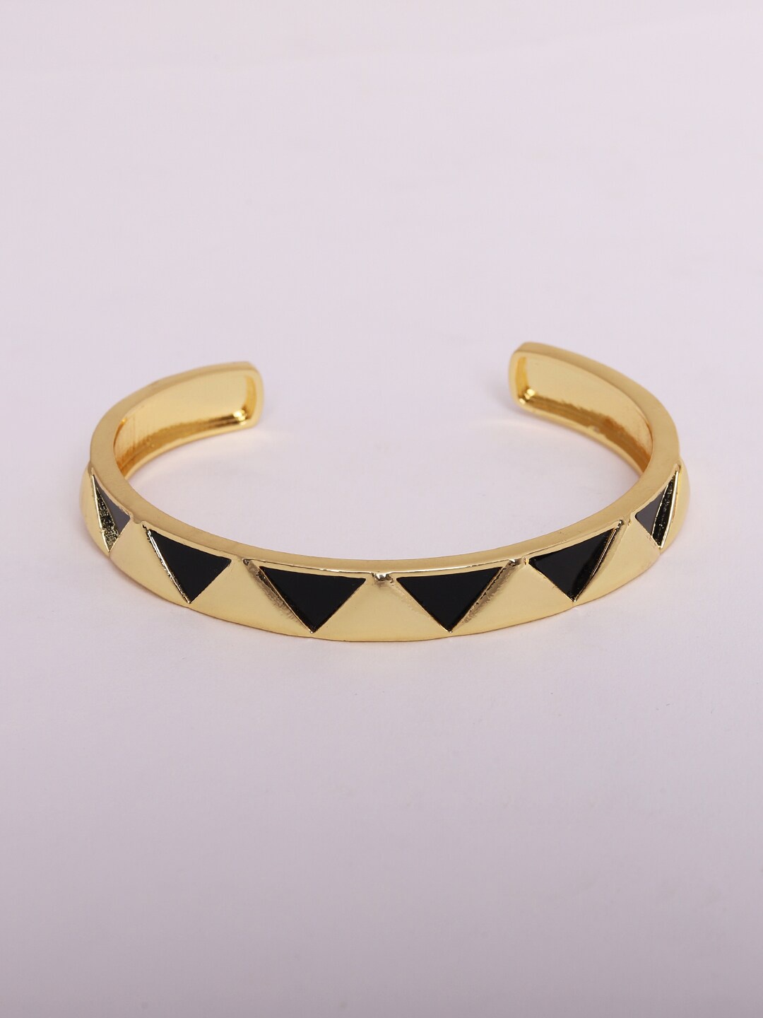 

Ikram Women Black Brass Cubic Zirconia Gold-Plated Cuff Bracelet