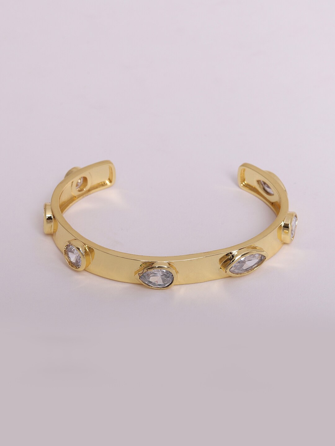 

Ikram Women White Cubic Zirconia Gold-Plated Cuff Bracelet
