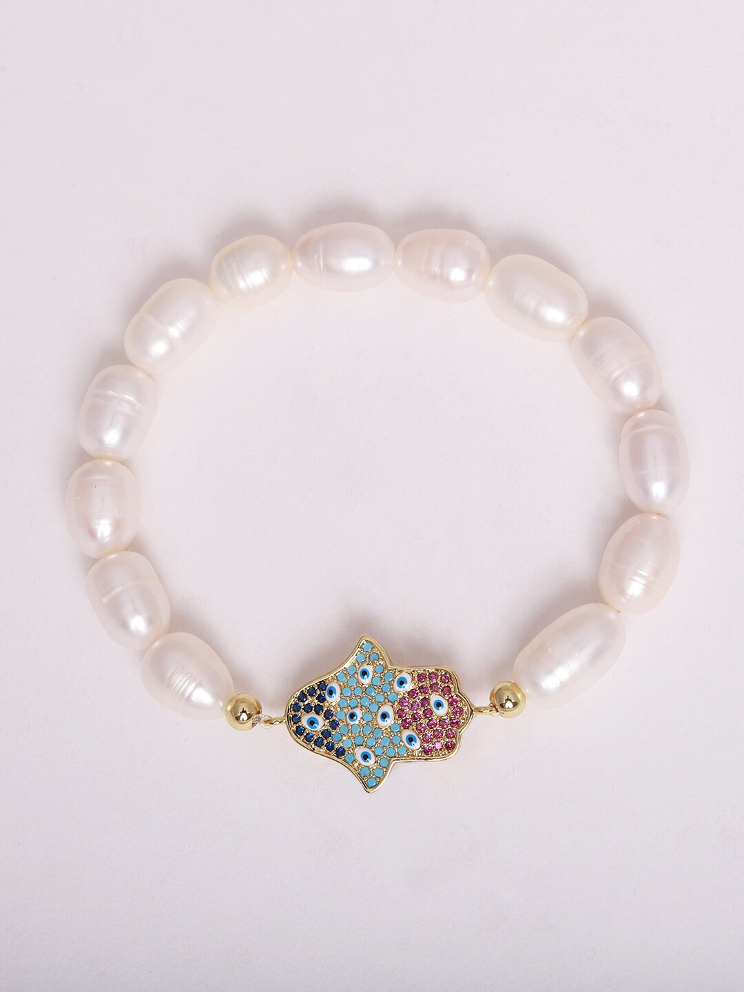 

Ikram Women White Brass Cubic Zirconia Gold-Plated Bracelet