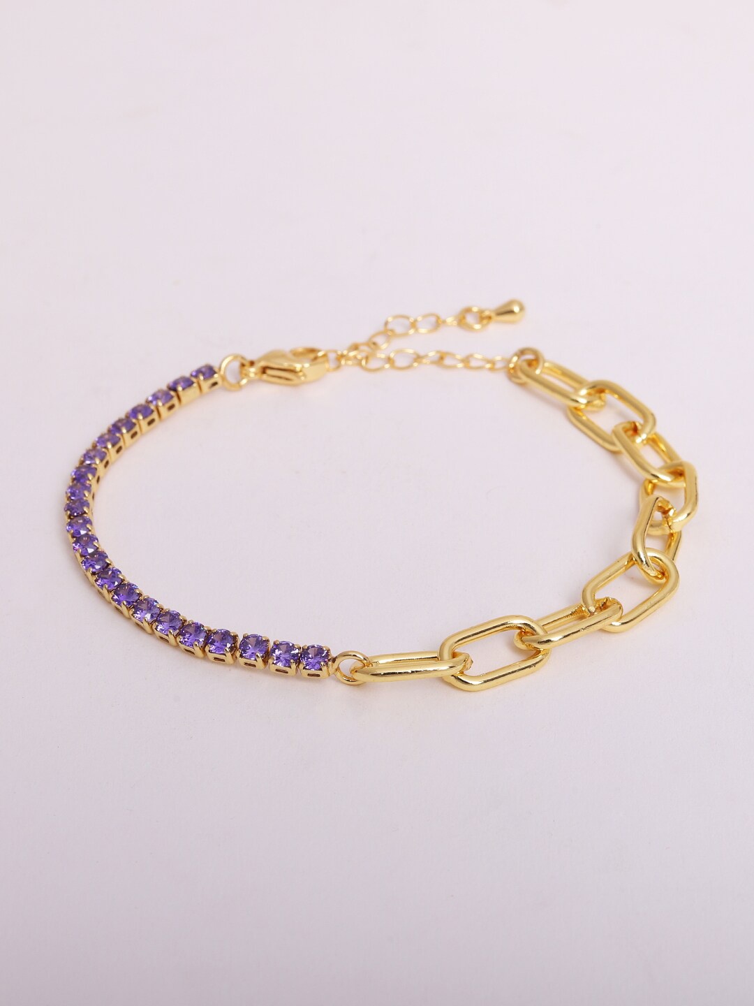 

Ikram Women Purple Brass Cubic Zirconia Gold-Plated Link Bracelet
