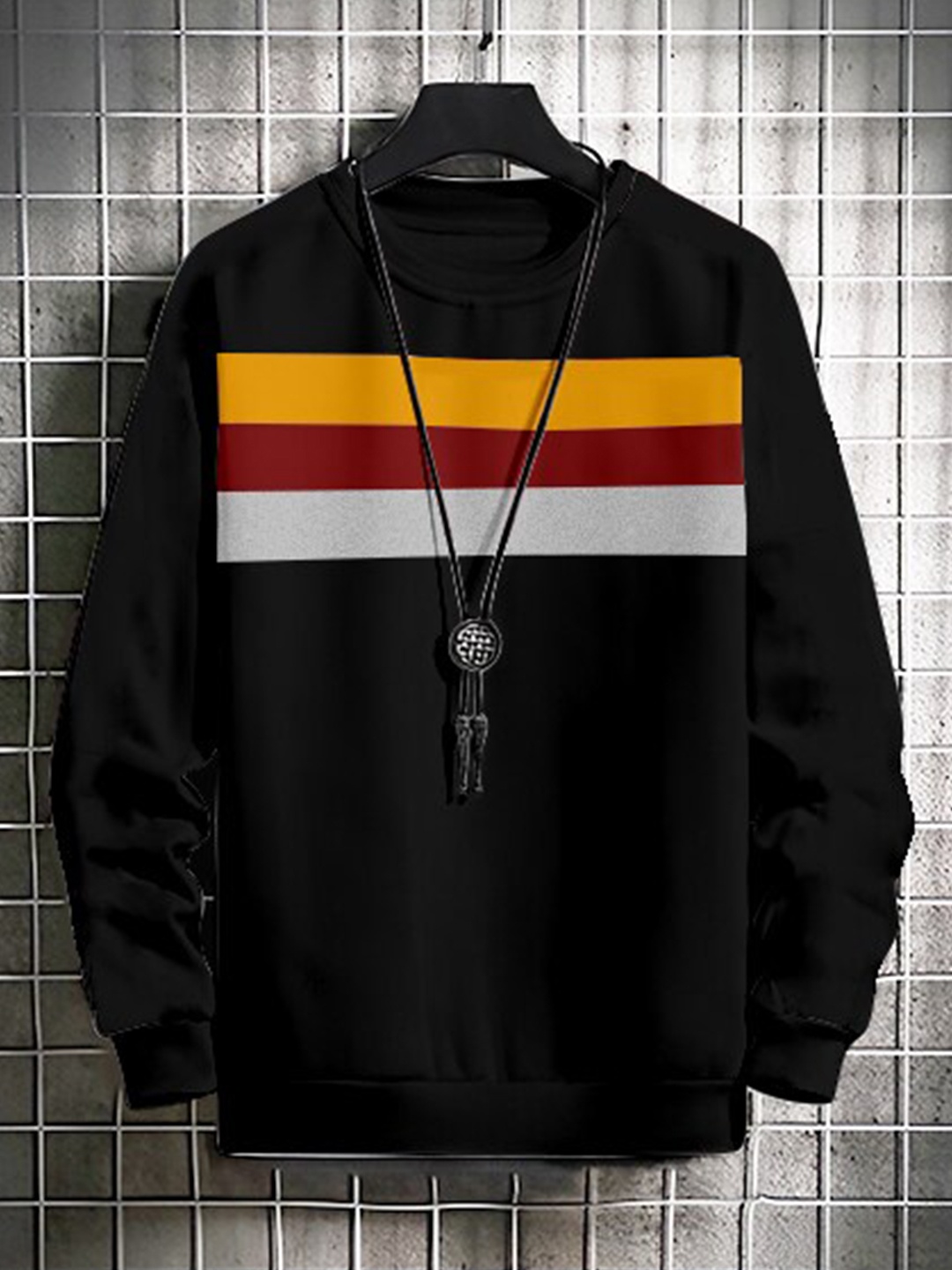 

AUSK Men Black Striped Sweatshirt