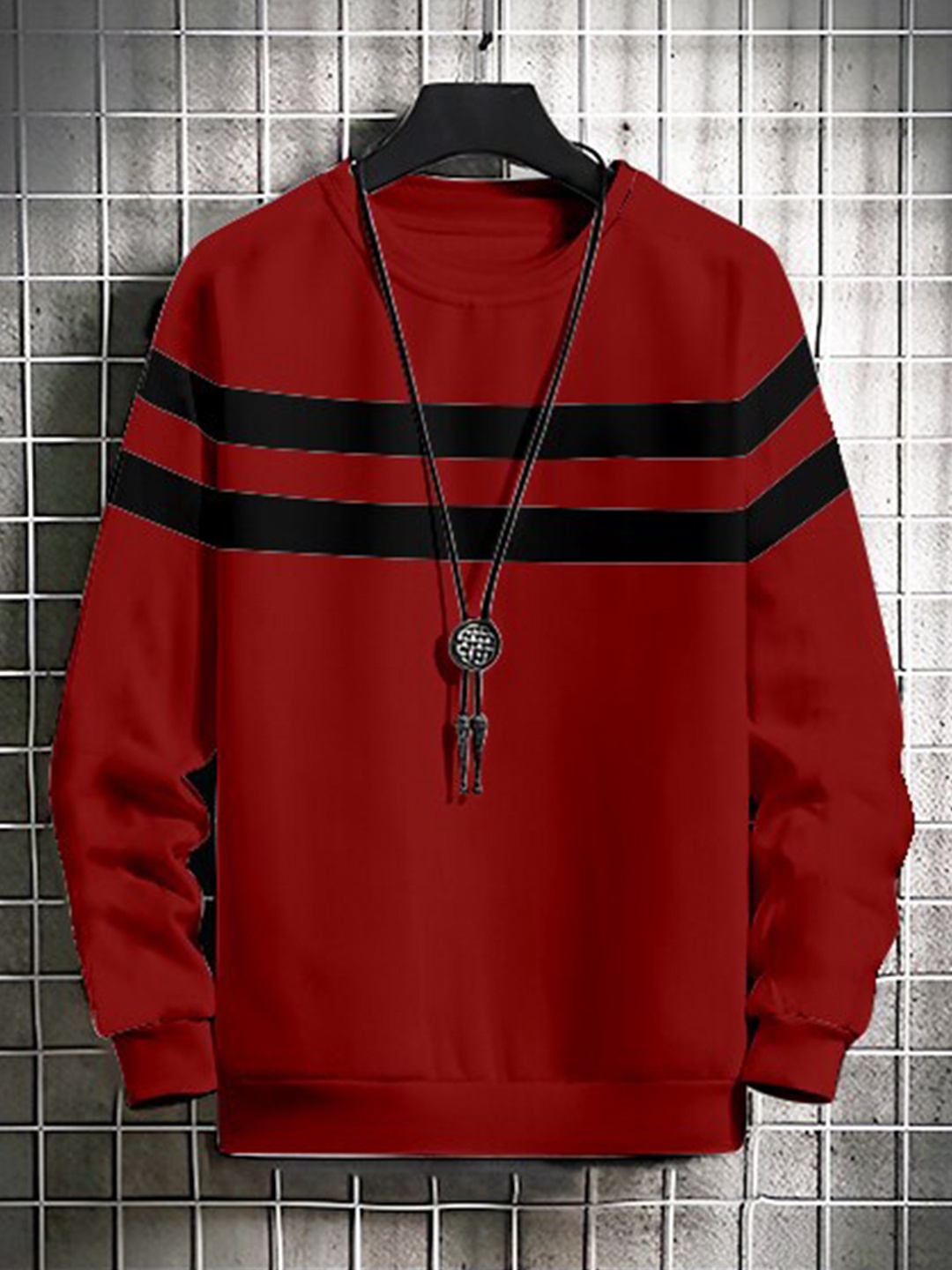 

AUSK Men Maroon Checked Sweatshirt