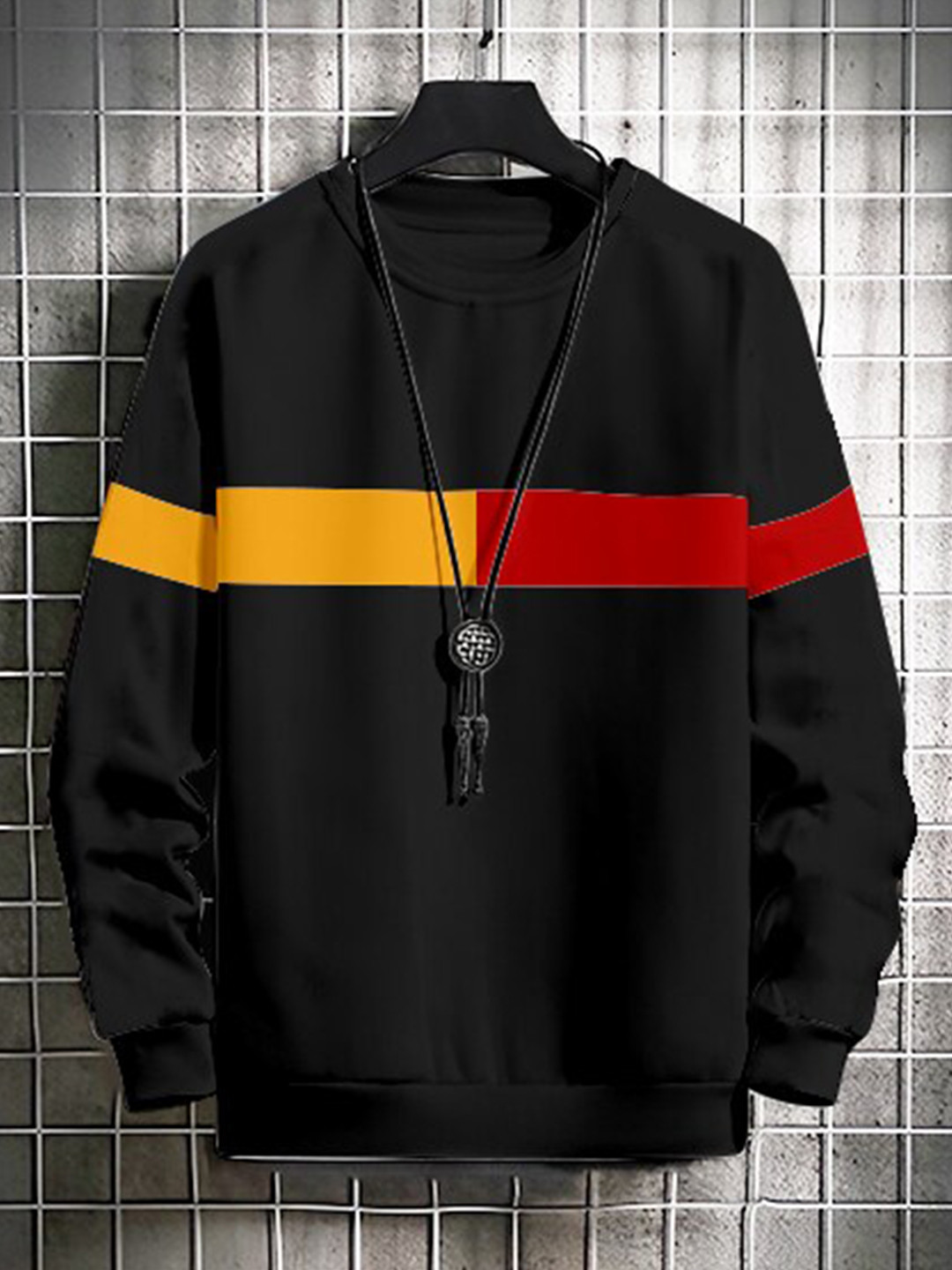 

AUSK Men Black Striped Sweatshirt