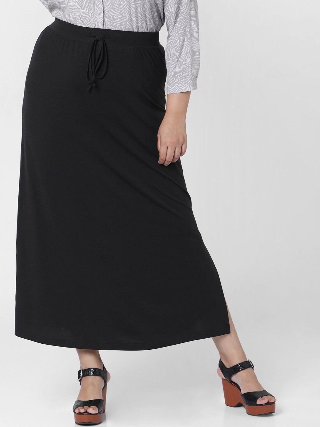 

VERO MODA CURVE Straight Flared Maxi Skirt, Black