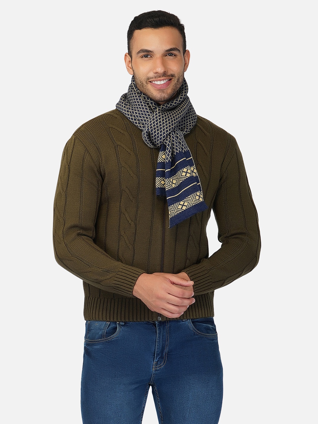 

JoE Hazel Men Blue & Grey Self-Design Reversible Mufflers