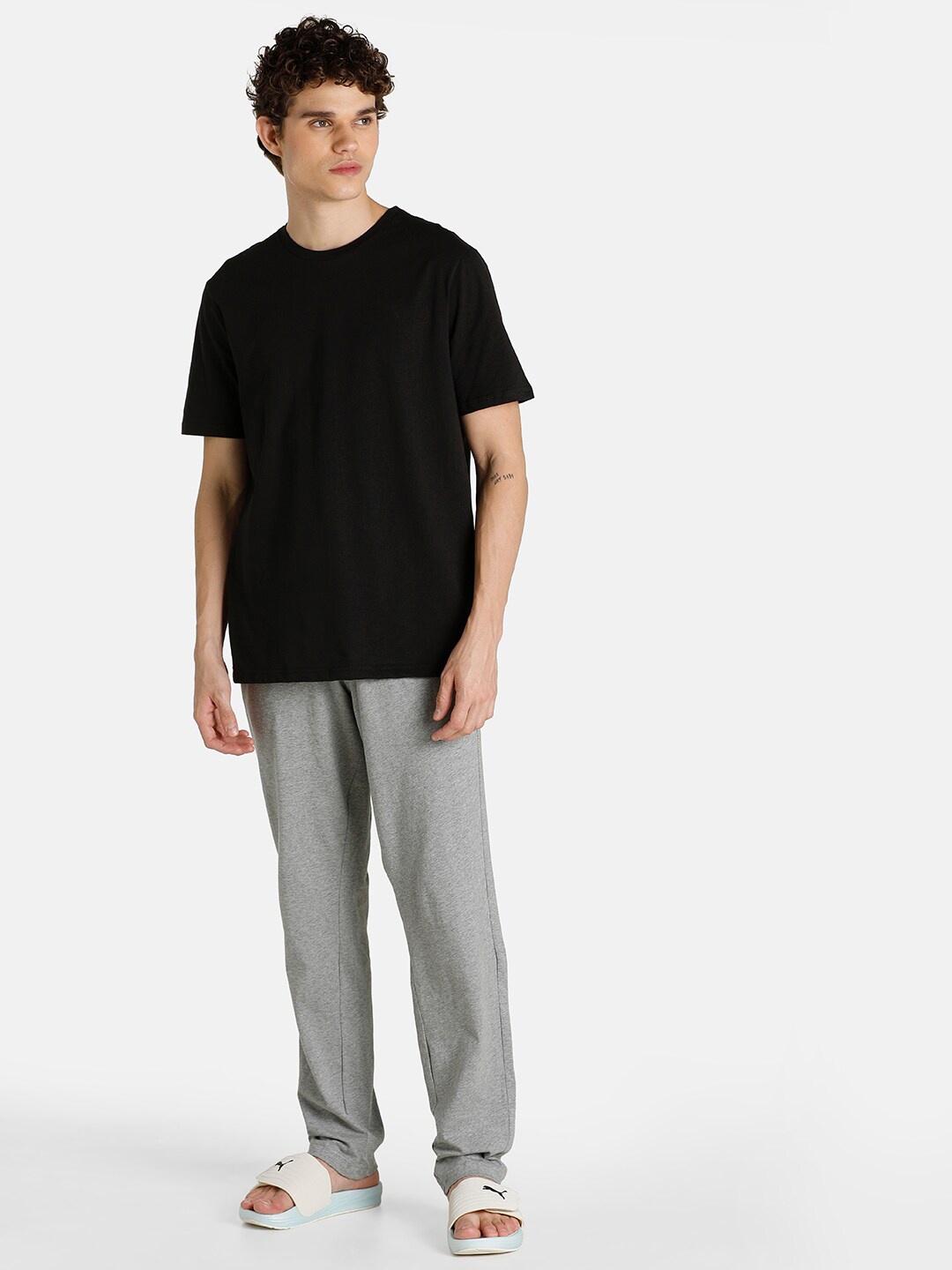 

Puma Men Pure Cotton Basic T-Shirt+Jogger, Black