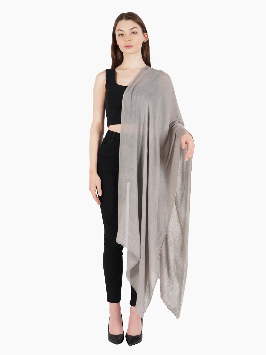 

MUFFLY Women Silver Toned Wool Stole