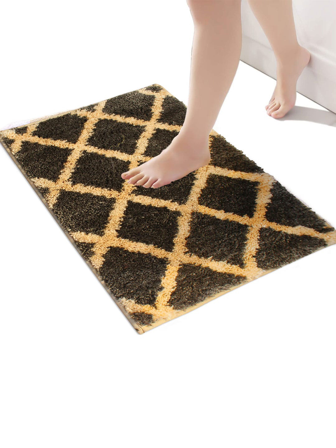 

LUXEHOME INTERNATIONAL Brown Printed 1600 GSM Anti Skid Bath Rug