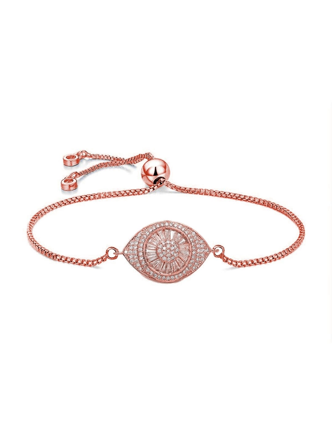 

ZIVOM Women Pink Brass Cubic Zirconia Rose Gold-Plated Link Bracelet
