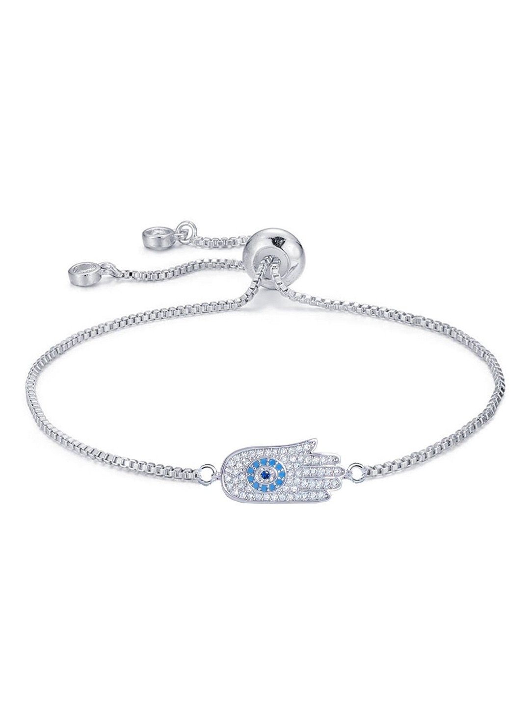 

ZIVOM Women White Brass Cubic Zirconia Silver-Plated Link Bracelet