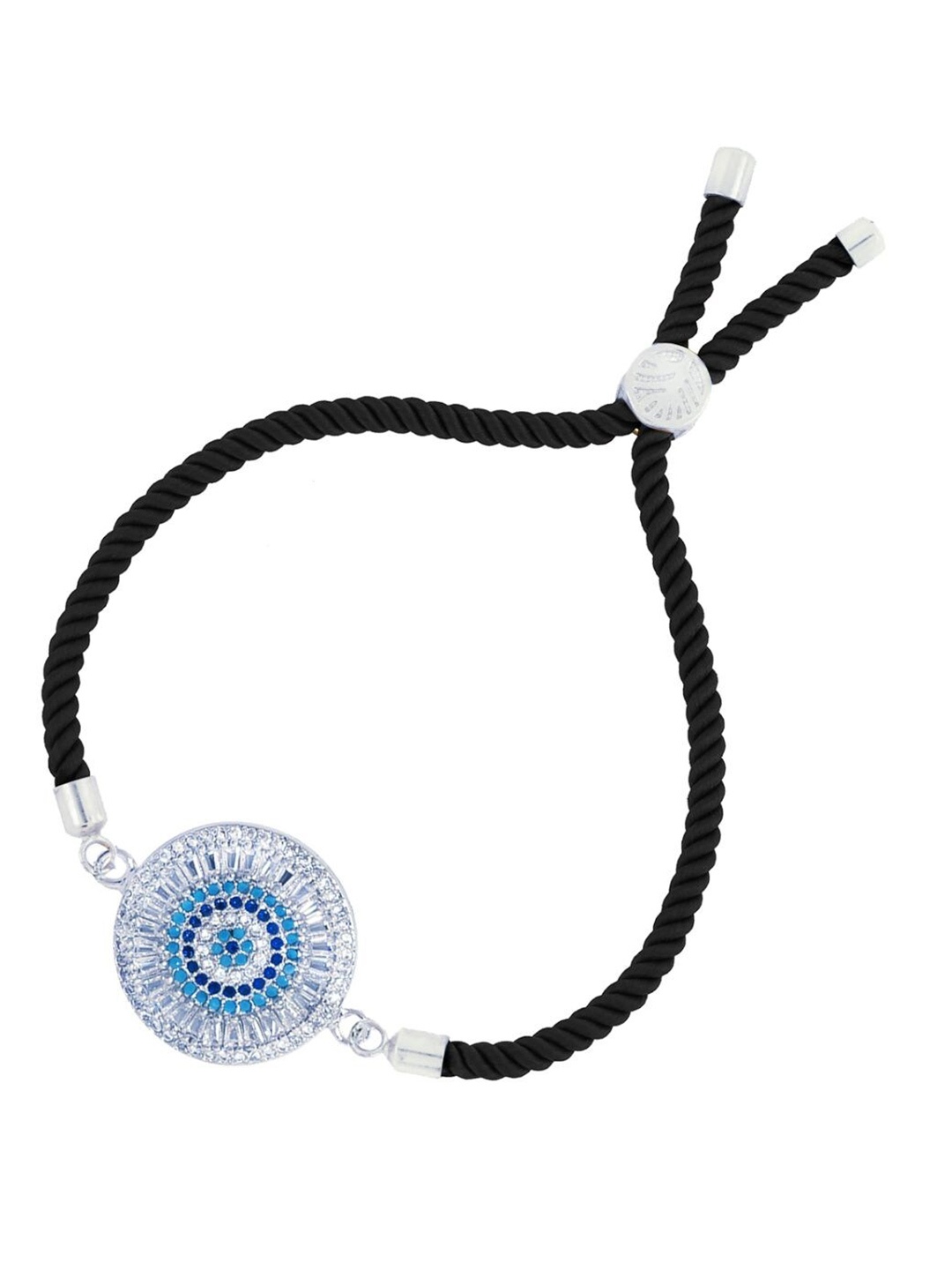 

ZIVOM Women Silver-Toned & Black Brass Cubic Zirconia Antique Silver-Plated Link Bracelet