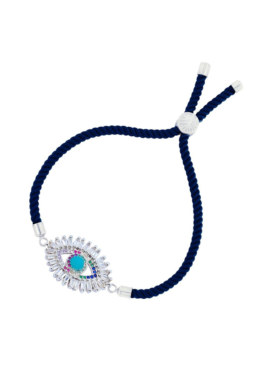 

ZIVOM Women Silver-Toned & Blue Brass Cubic Zirconia Antique Silver-Plated Link Bracelet