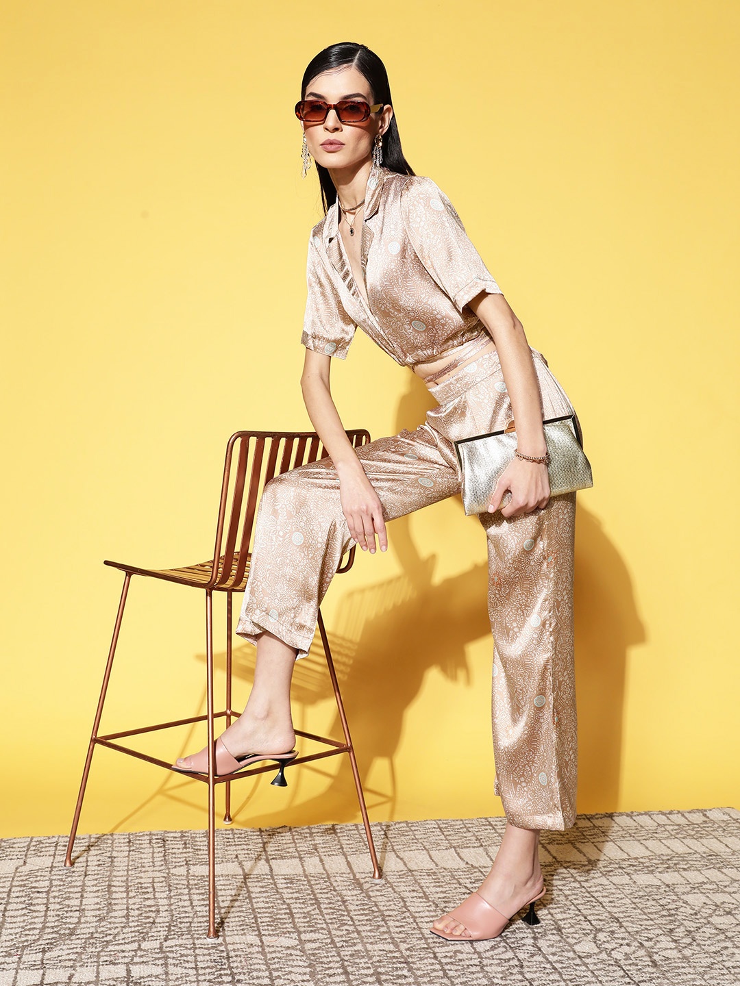 

ANVI Be Yourself Women Beige Top with Trousers