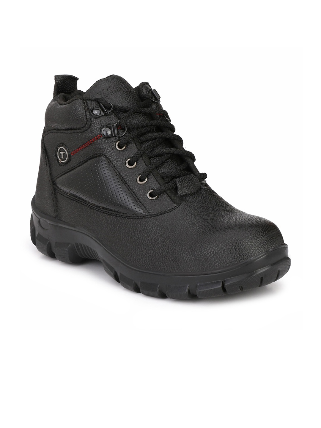 

TimberWood Men Textured Mid-top Biker Boots, Black