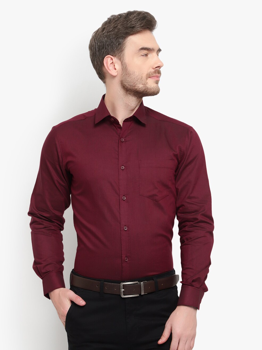 

D Kumar Men Maroon Standard Cotton Formal Shirt