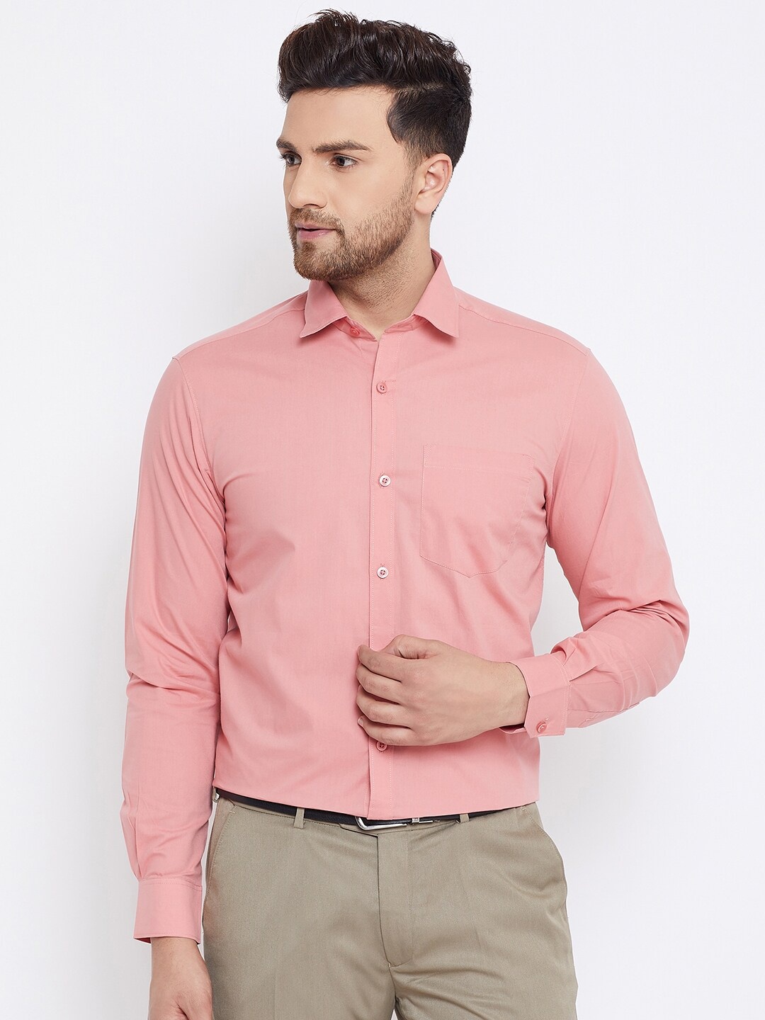 

D Kumar Men Peach Standard Cotton Formal Shirt