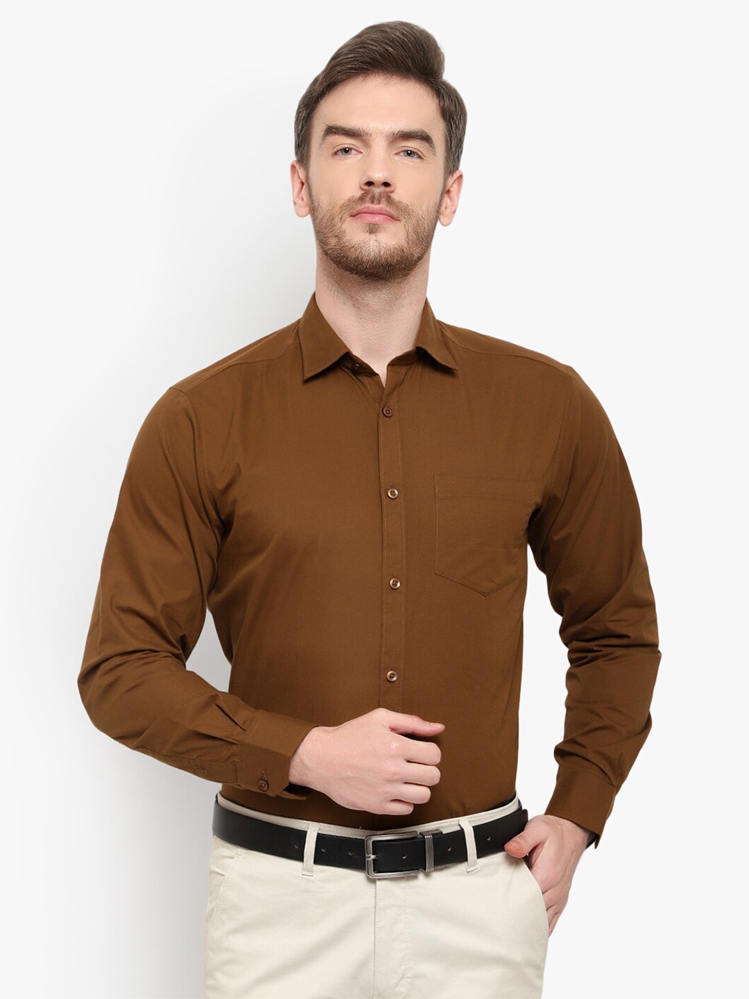 

D Kumar Men Brown Standard Formal Cotton Shirt