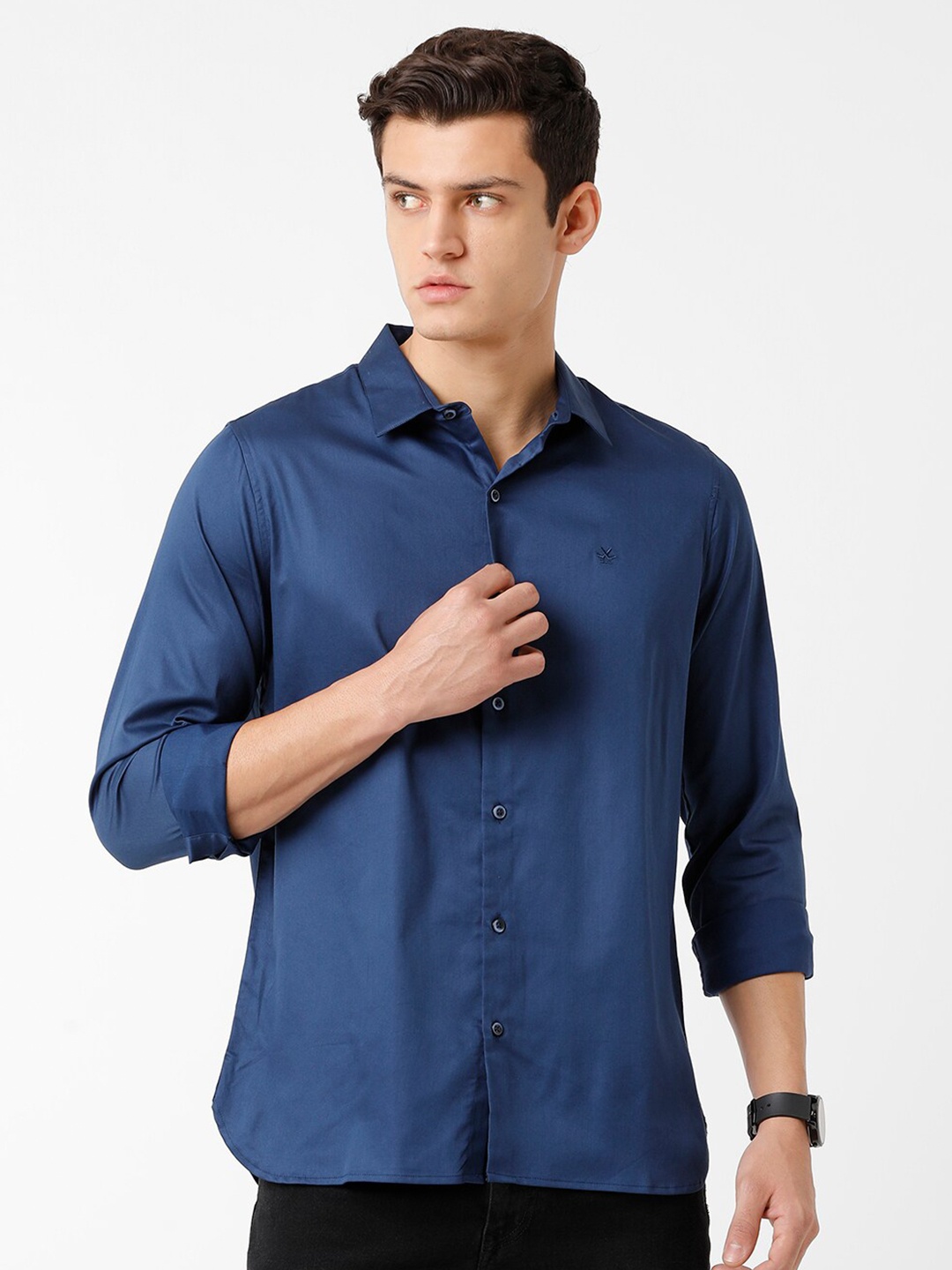 

WROGN Men Blue Cotton Slim Fit Casual Shirt