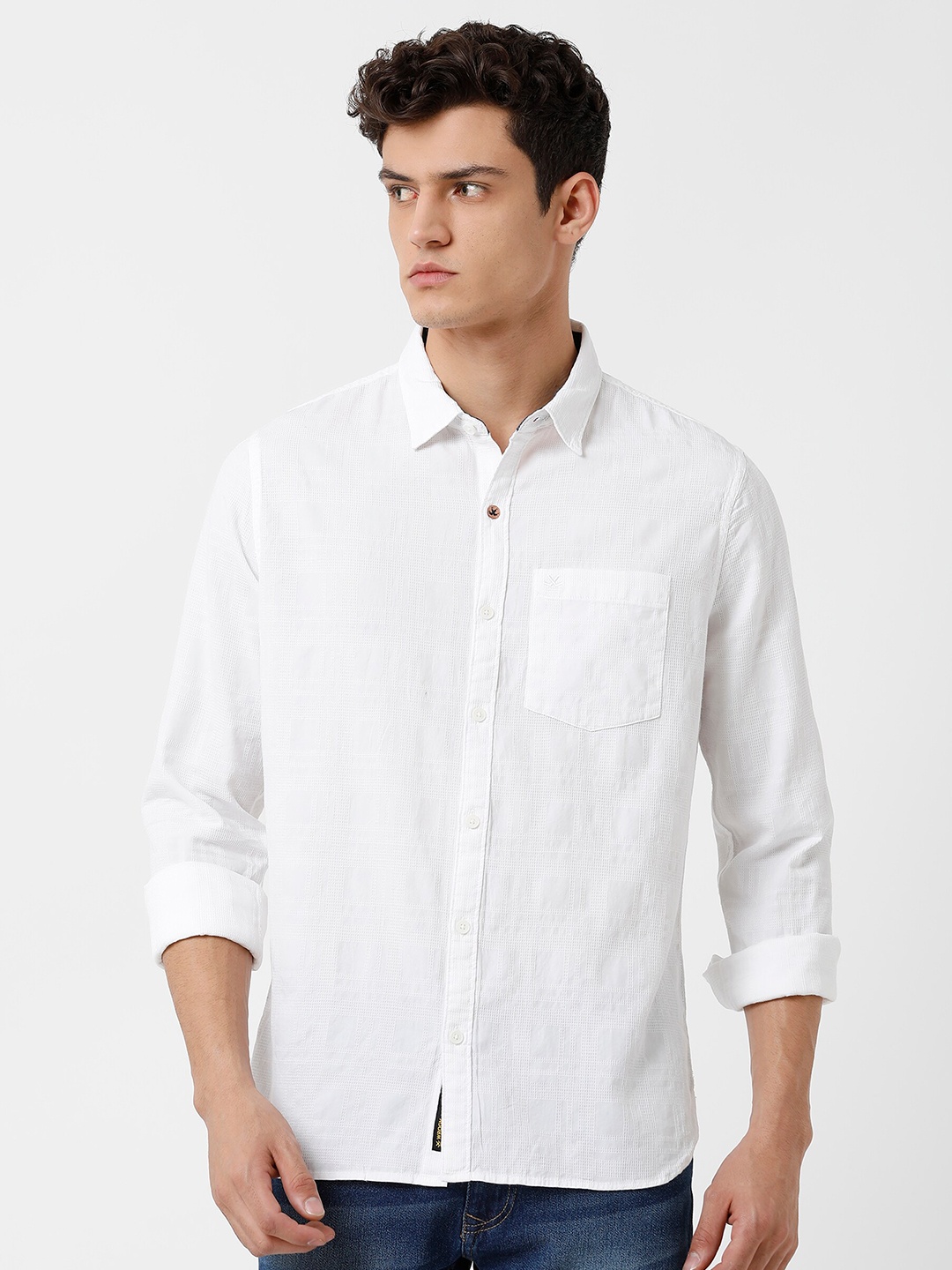 

WROGN Men White Slim Fit Pure Cotton Casual Shirt