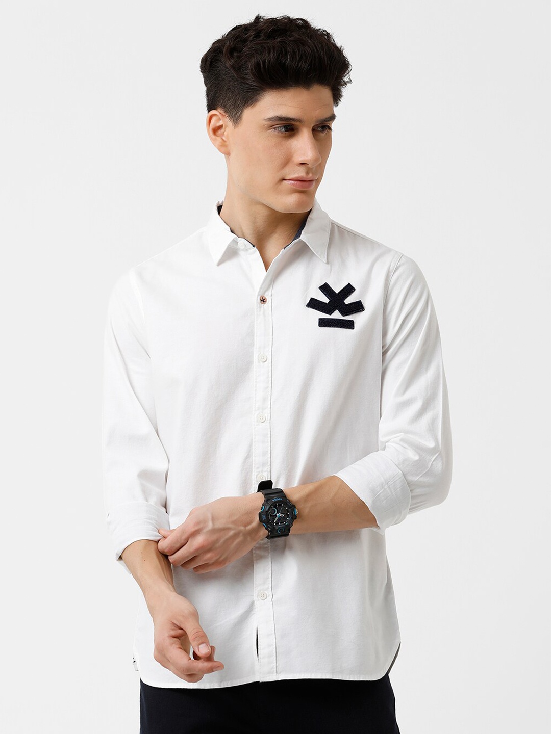 

WROGN Men White Slim Fit Pure Cotton Casual Shirt