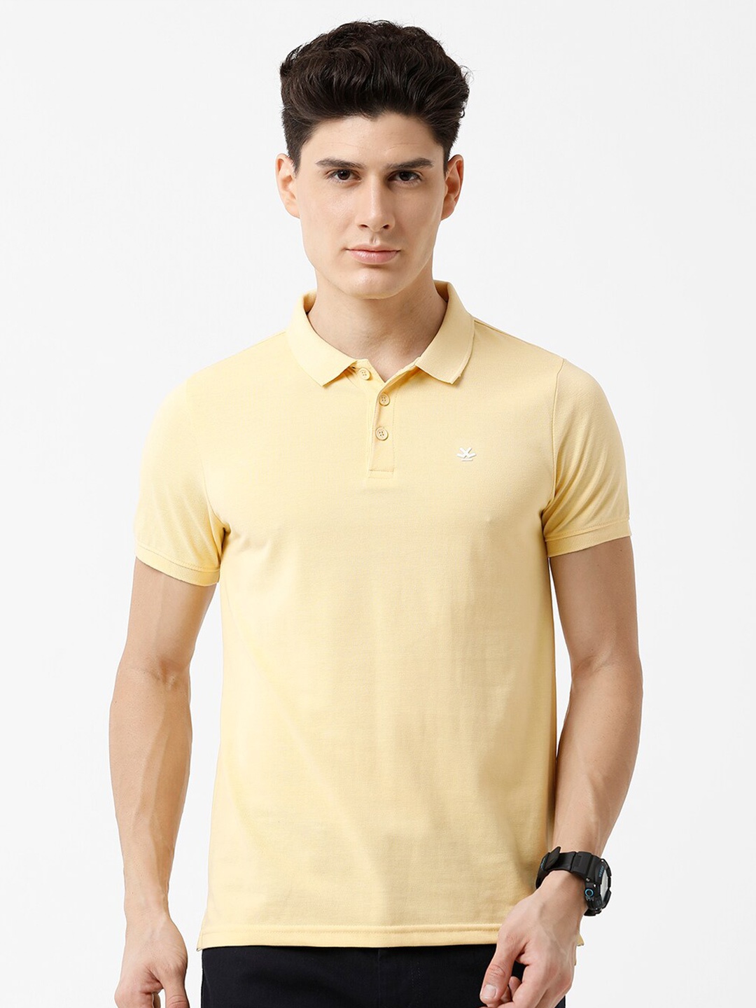 

WROGN Men Yellow Polo Collar Slim Fit T-shirt