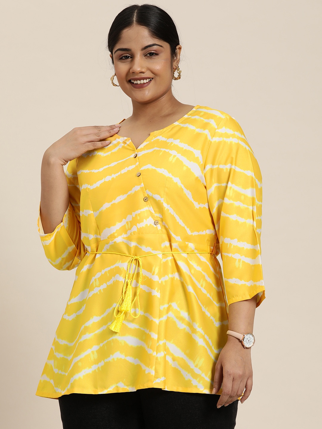 

Sztori Dyed Wrap Short Kurti, Yellow