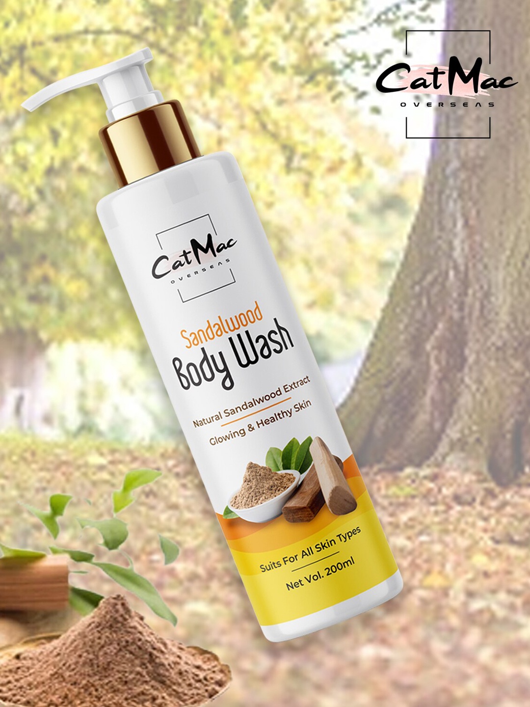 

CatMac Sandalwood Body Wash With Cinnamon & Castor - 200 ml, White