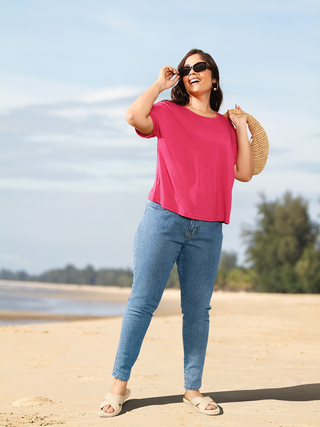 

Sztori Plus Size Extended Sleeves Knitted Top, Pink