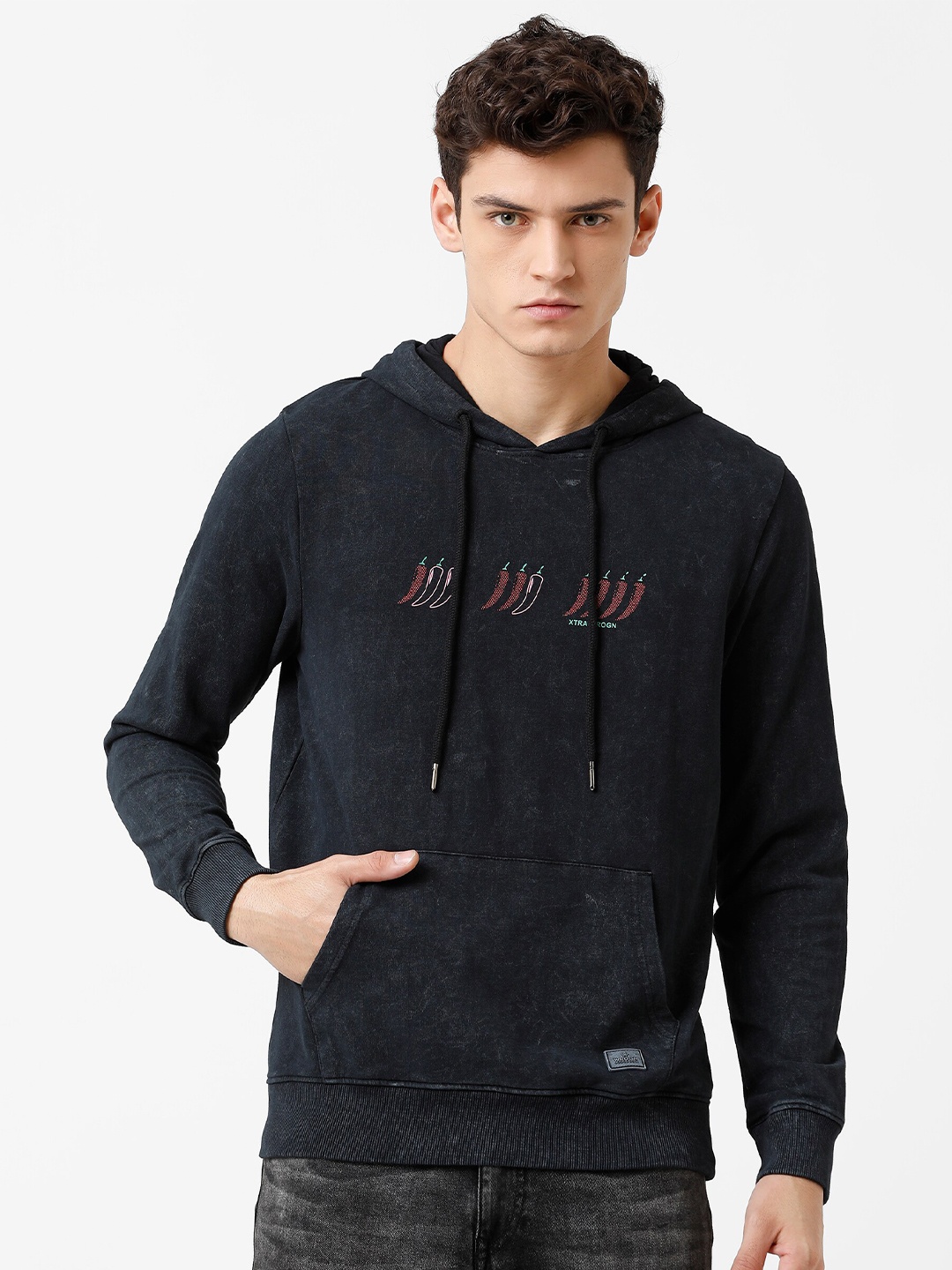 

WROGN Men Black Hooded Sweatshirt