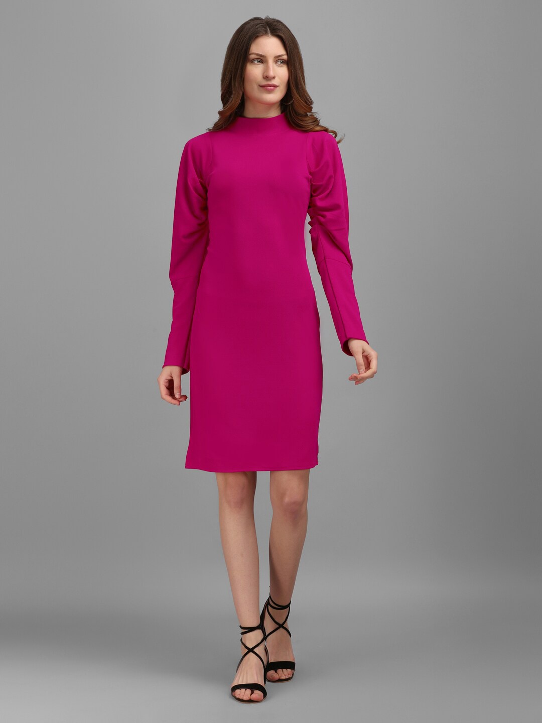 

PURVAJA Women Pink High Neck Sheath Dress