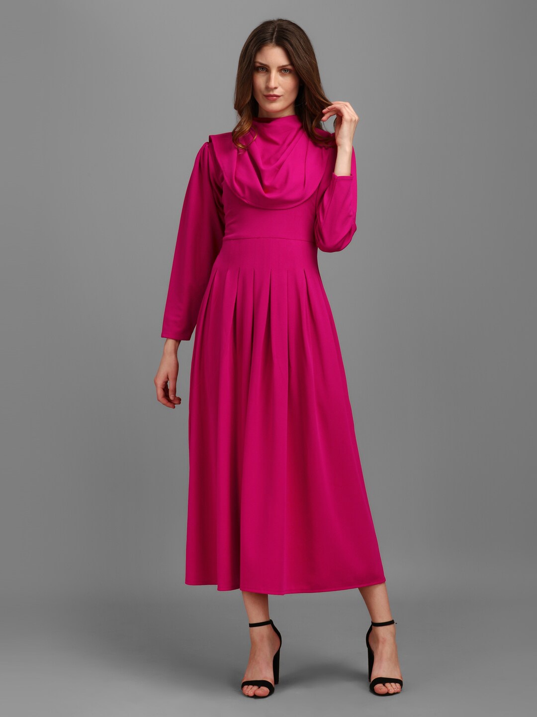 

PURVAJA Women Pink Mock Neck Maxi Dress